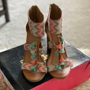 Charlotte Russe Tan-Crinkle Heels